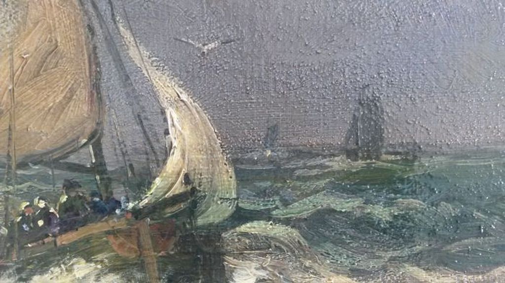 Cees Muller (1941) - Botters op zee - Olieverf op paneel kopen? Bied vanaf 300!