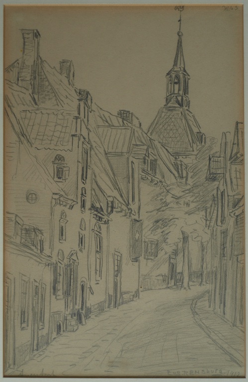 Eugène Rensburg : Tekening , Amersfoort – gesigneerd en ingelijst – 1912 kopen? Bied vanaf 1!