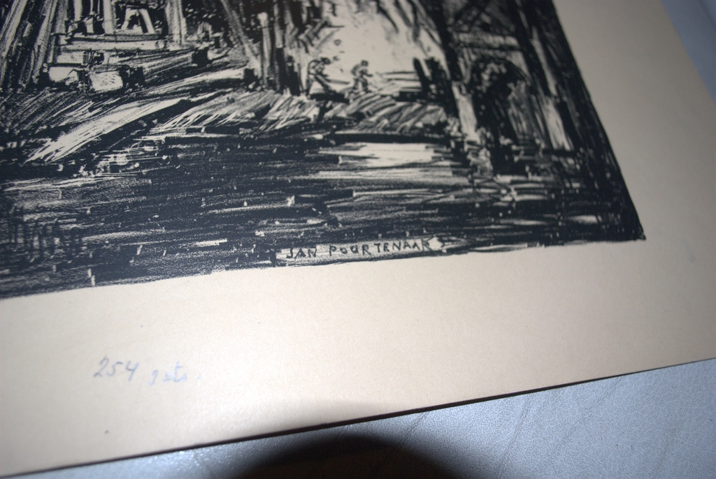 Litho scheepswerf, gesigneerd kopen? Bied vanaf 35!