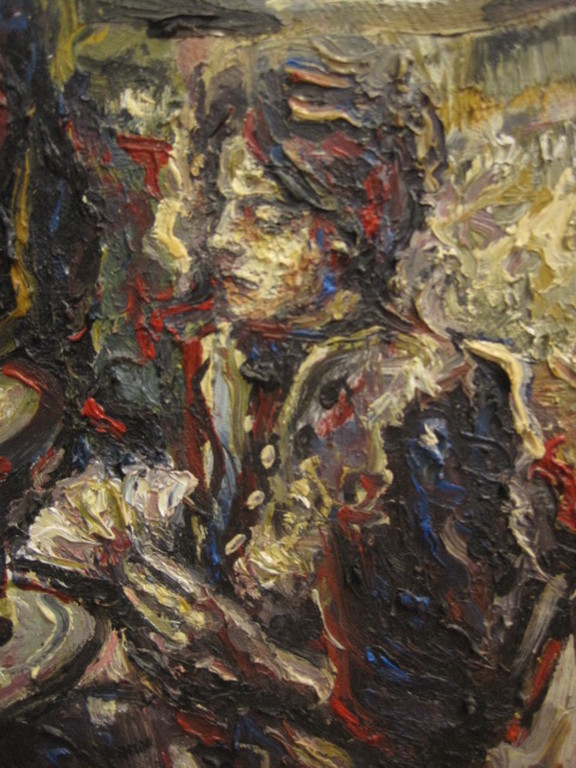 Boeiend olieverf "Cafe interieur met personen" gesigneerd Baxter  kopen? Bied vanaf 1!