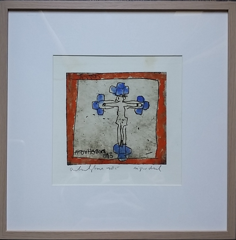 Anton Heyboer, ingekleurde ets Crusifix kopen? Bied vanaf 275!