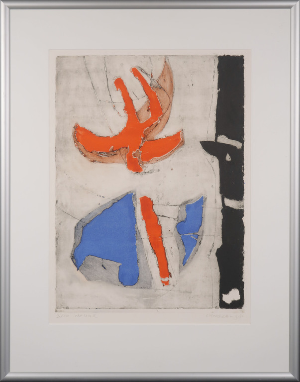 Cees Kortlang: Ets, De val - Ingelijst verkocht voor € 90!