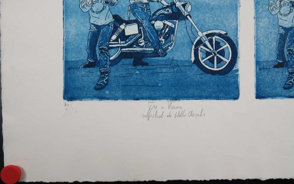 Ton Leenarts: Ets en Aquatint, Zelfportret als Hells Angels kopen? Bied vanaf 1!