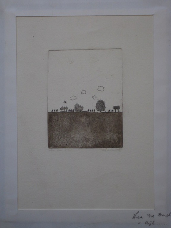 gesigneerde vroege (1973) 1973minimalistische ets van Thea van den Bergh (1939)  kopen? Bied vanaf 1!