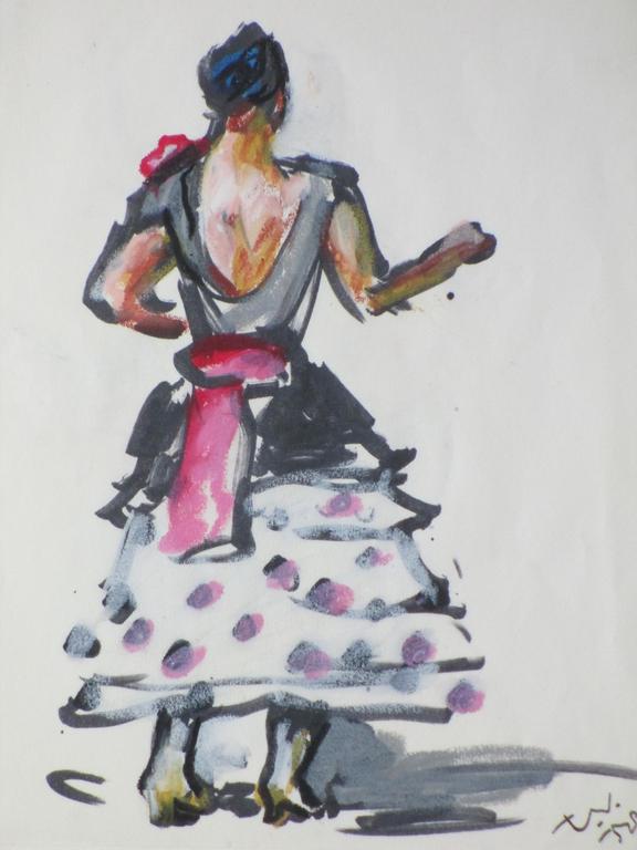 Johan Laurent ter Veer, Spaanse danseres, Gemengde techniek verkocht voor € 40!