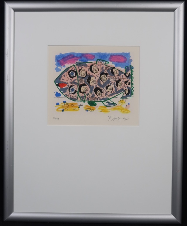 Kees Salentijn: Zeefdruk, Vis - Ingelijst kopen? Bied vanaf 40!