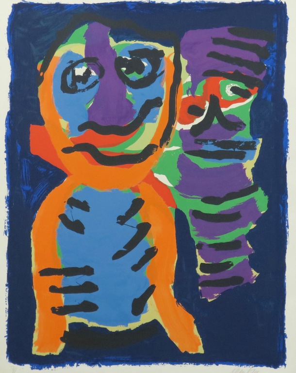 Karel Appel: Litho, Twee beesten - Mooi Ingelijst (Groot!) kopen? Bied vanaf 500!