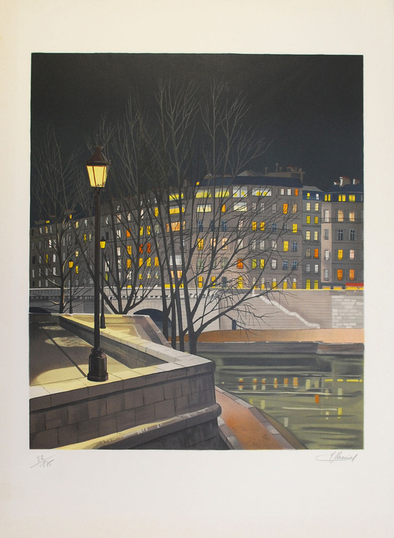 Jean-Luc Lecoindre - Au bord du quai - kleuren litho - (Handgesigneerd) verkocht voor € 48!