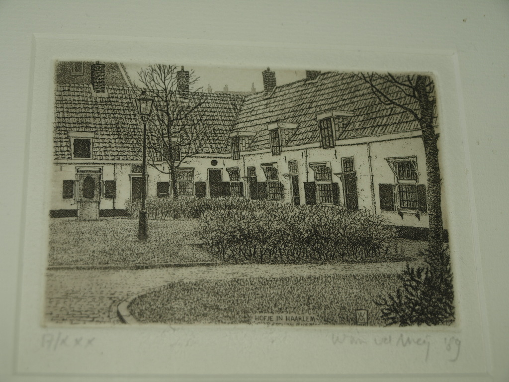 Wim van der Meij : Ets – Hofje in Haarlem – Gesigneerd & ingelijst – 1989  kopen? Bied vanaf 1!