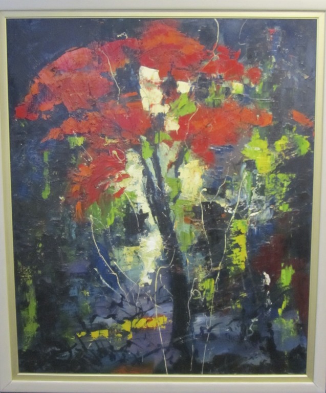 Johnny Schuddeboom, olie op board, abstracte voorstelling. kopen? Bied vanaf 150!