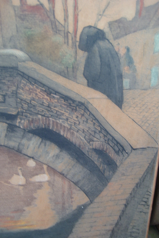 onbekende meester, De Brug, acrylverf op papier. kopen? Bied vanaf 40!