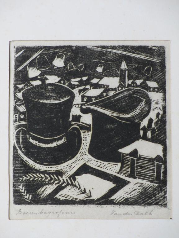 Willem van der Colk, Boerenbegrafenis, Houtsnede verkocht voor € 35!