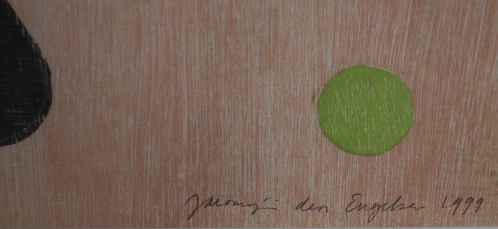 Jacomijn den Engelsen: Houtsnede, Vrouw (rood) -Ingelijst kopen? Bied vanaf 20!