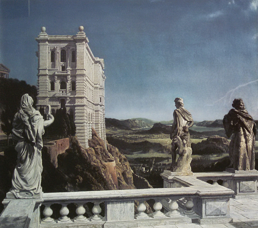 Carel Willink - Landschap met museum en beelden, litho (mooi ingelijst) verkocht voor € 201!
