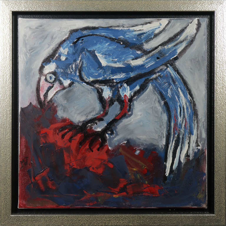 Martin van Wordragen: Olieverf op doek, Roofvogel op bergtop - Ingelijst kopen? Bied vanaf 350!