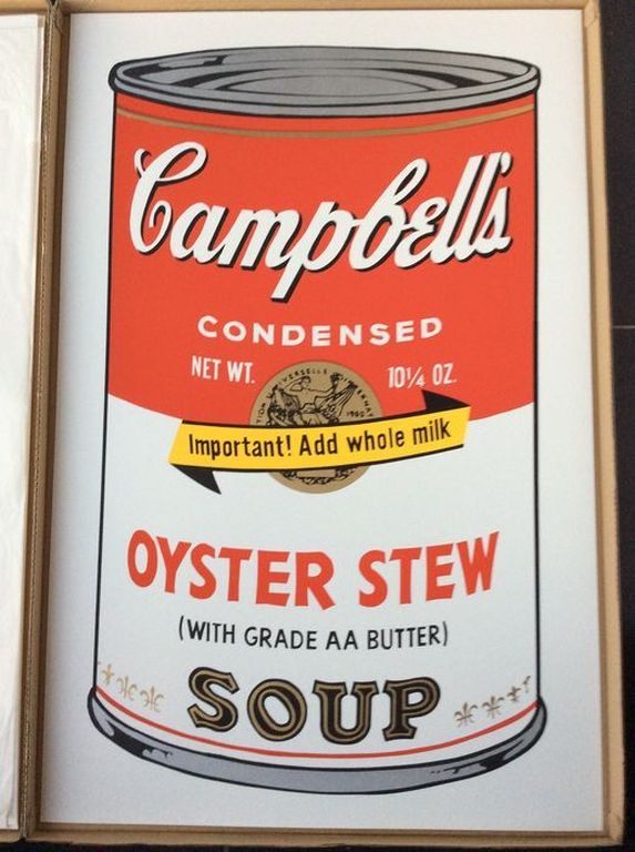 Andy Warhol: Met de hand gezeefd druk, Campbell's Oyster Soup II kopen? Bied vanaf 100!