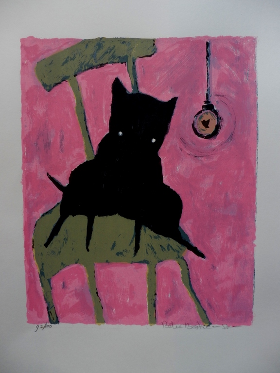 PETER BASTIAANSEN Zeefdruk PINK CAT Handgesigneerd verkocht voor € 39!