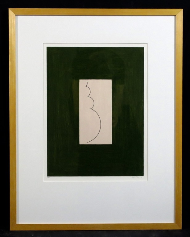 Bert Loerakker: Zeefdruk, Zonder titel (groen) - Ingelijst verkocht voor € 55!