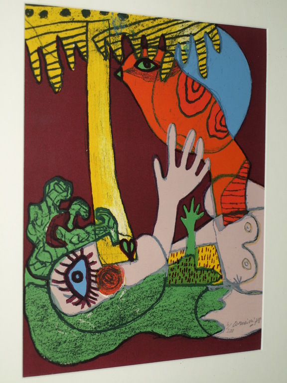 CORNEILLE : Litho,  'Femme et oiseau' – gesigneerd en ingelijst - 1978  kopen? Bied vanaf 125!