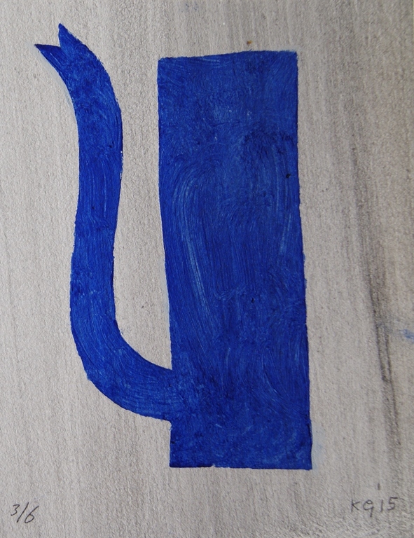 Klaas Gubbels sjabloondruk 'Blauwe kan' 2015 oplage 6 stuks. verkocht voor € 225!