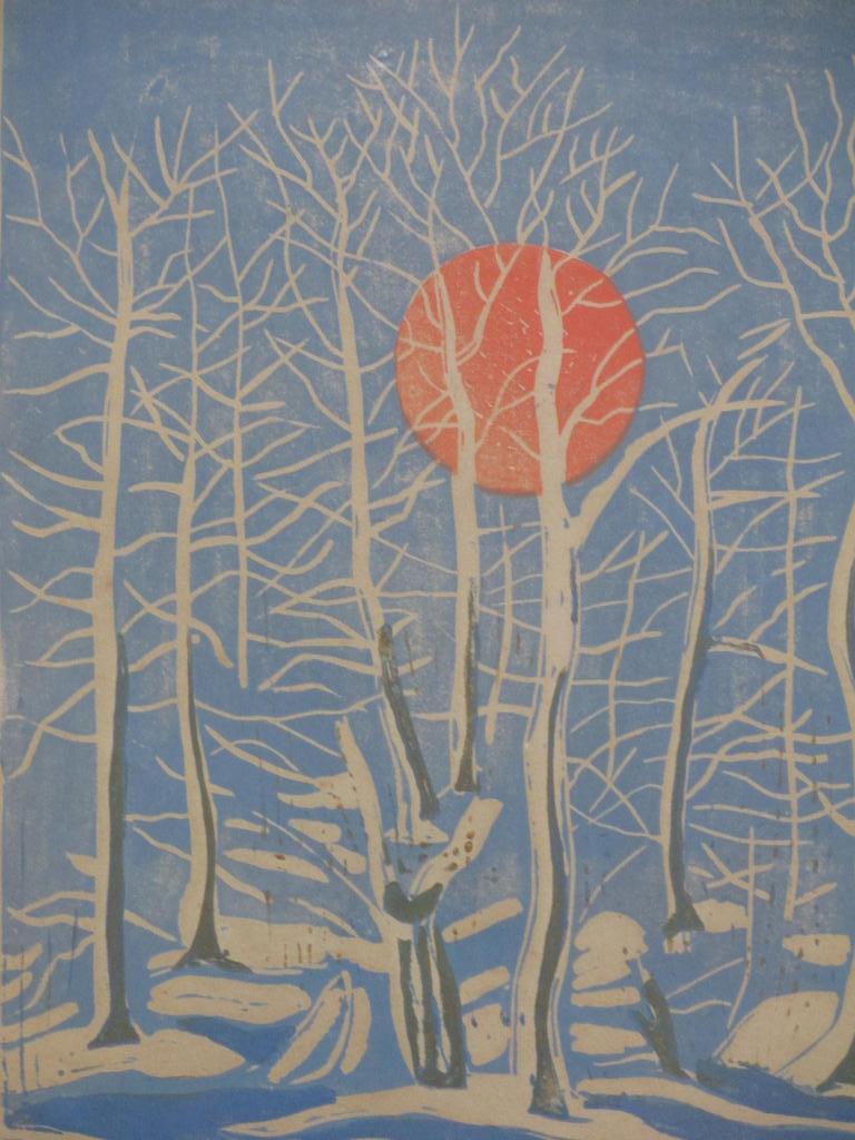 Jeanne Bieruma-Oosting, Winterzon, Kleurenhoutsnede kopen? Bied vanaf 125!