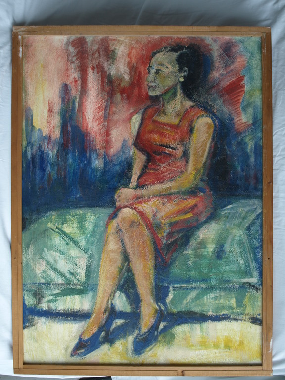 Arnold Sonderman : 2x Olieverf op voor- en achterkant board – gesigneerd – 1956 verkocht voor € 50!