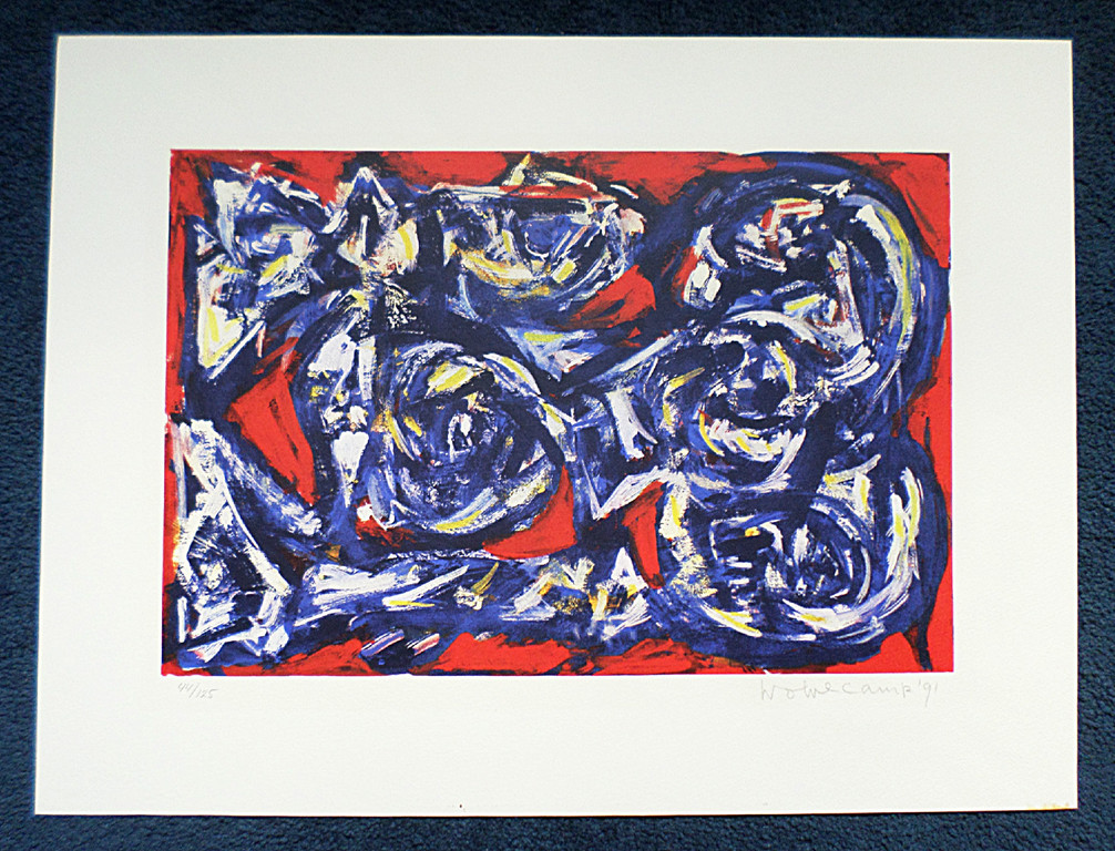 Theo Wolvecamp - Abstracte voorstelling, zeefdruk kopen? Bied vanaf 225!