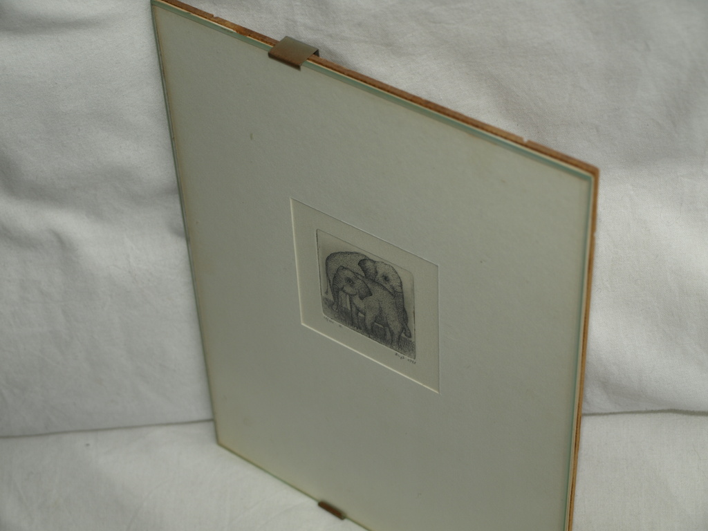 Onbekende kunstenaar – Etsje – “II” - 2 Olifanten – Gesigneerd – 1980  kopen? Bied vanaf 1!