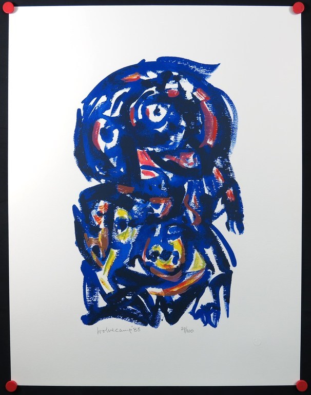 Theo Wolvecamp: Zeefdruk, Blauw figuur kopen? Bied vanaf 150!