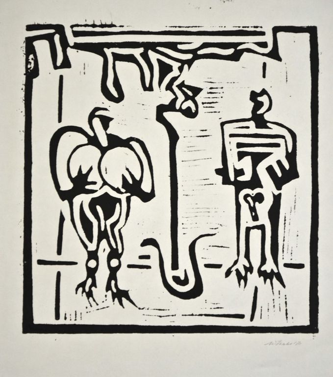 Wim Izaks: Lino/houtsnede. Man en vrouw verkocht voor € 45!