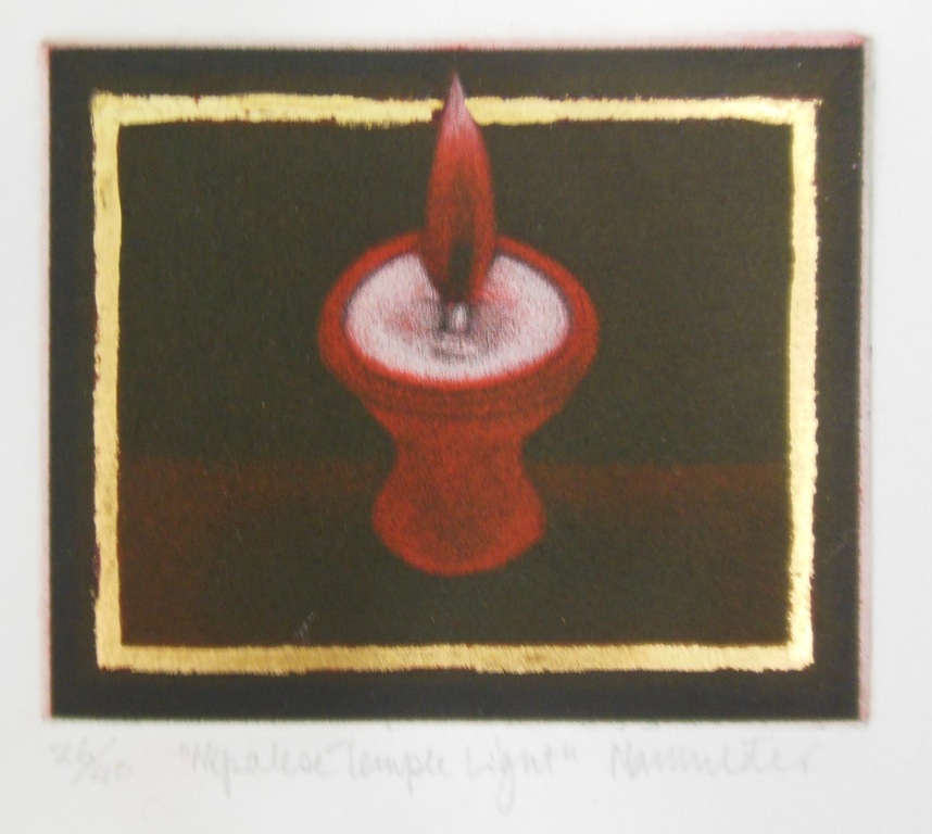 Nan Mulder: Lot met 2x mezzotint, Nepalese temple light kopen? Bied vanaf 1!