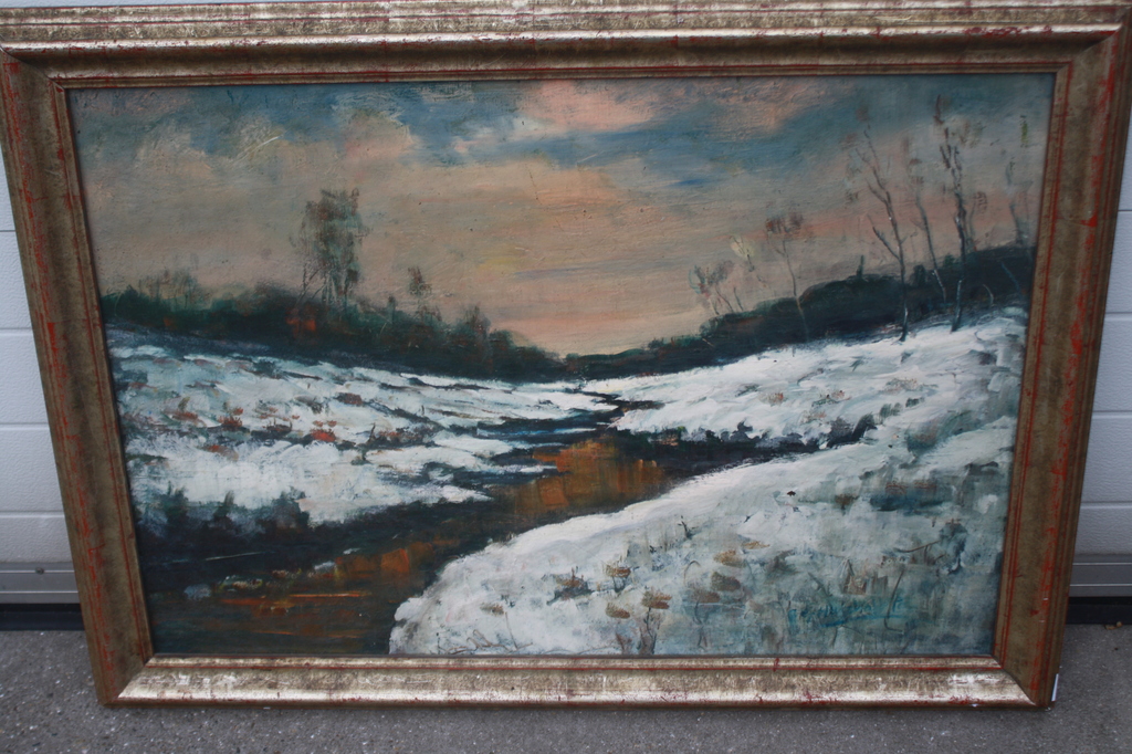 Groot LARENS LANDSCHAP IN DE WINTER - HULSHOFF - POL verkocht voor € 450!