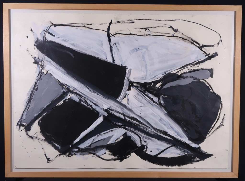 Raymond Perridon: Acryl op papier, Z.T. - Ingelijst (Zeer groot!) verkocht voor € 100!