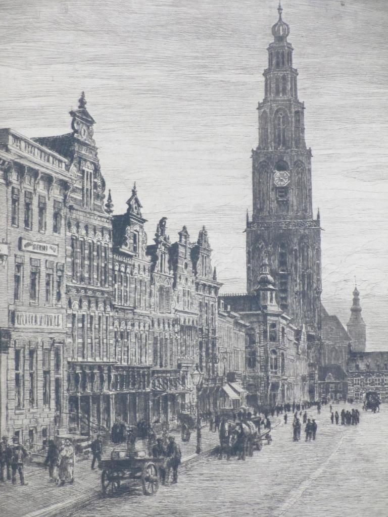 Waalko Jans Dingemans, Grote Markt Groningen, Ets 1920 kopen? Bied vanaf 70!