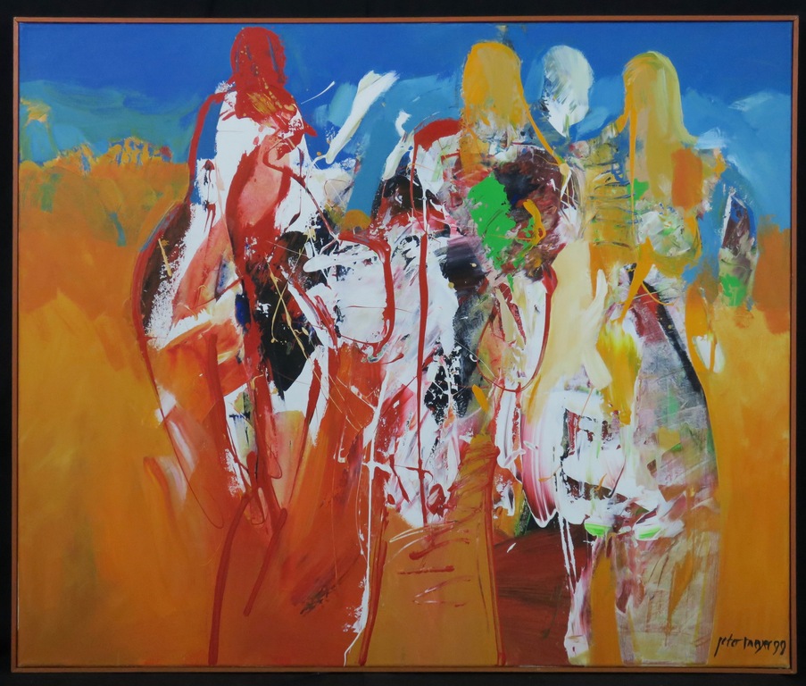 Peter Meijer: Olieverf op doek, Anna, Hannah en Johanna - Ingelijst (Groot) verkocht voor € 560!