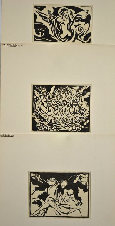 Weyand/ Wiegman: Drie houtsneden. Figuren  kopen? Bied vanaf 1!