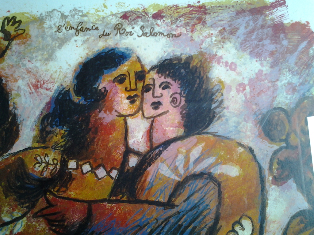 Theo Tobiasse, Groot litho in goudkl. bewerkte lijst. L'emfance du Roi Salamon. kopen? Bied vanaf 240!