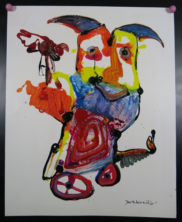 Jan te Wierik: Gemengde verftechnieken op papier, Vreemd wezen kopen? Bied vanaf 1000!