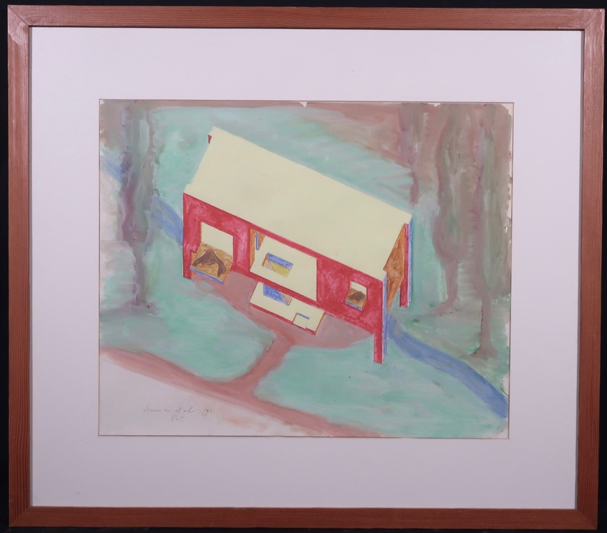 Pieter van Evert: Gouache, Huis in dal - Ingelijst kopen? Bied vanaf 40!