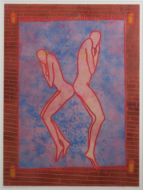 Raquel Maulwurf: Lino, Twee figuren - Ingelijst kopen? Bied vanaf 35!