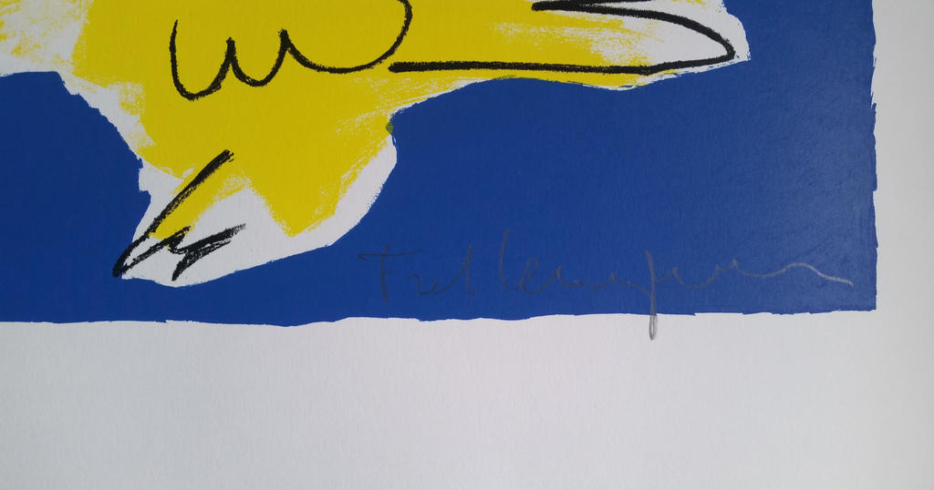 Frank Lengvenius - Vogels op blauw - gesigneerde zeefdruk - oplage E/A kopen? Bied vanaf 65!
