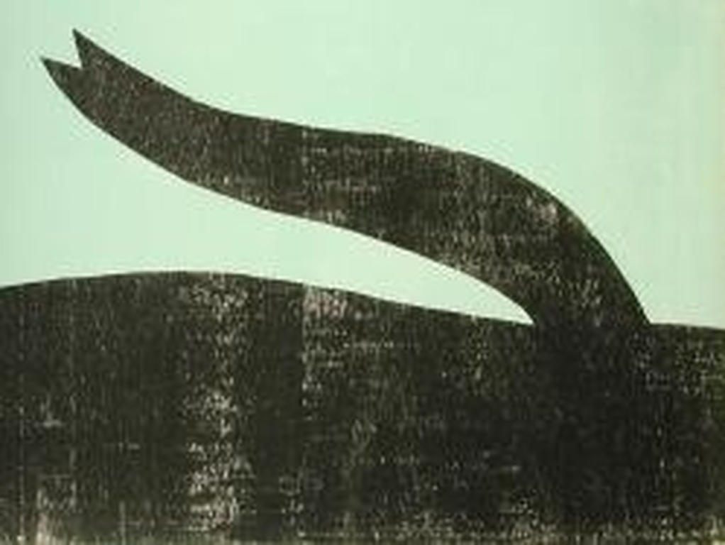 Klaas Gubbels, landschap La Ribeyre, zeer grote houtdruk uit 2009. verkocht voor € 950!