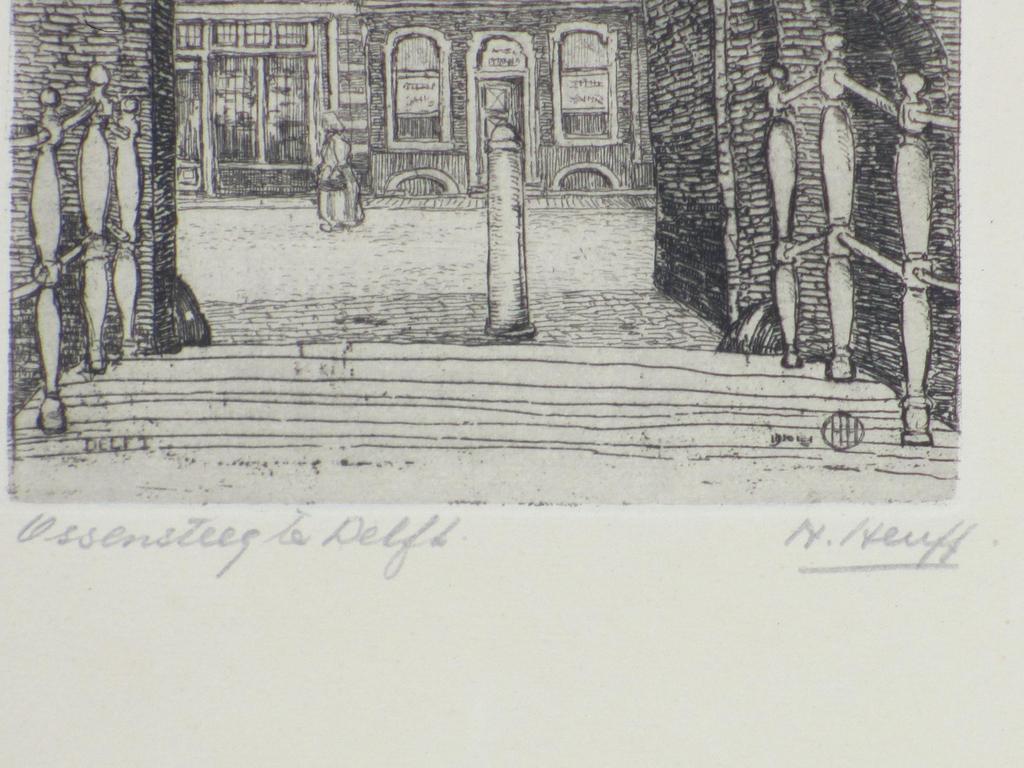 Herman Heuff, Ossensteeg te Delft, Ets 1920 kopen? Bied vanaf 35!