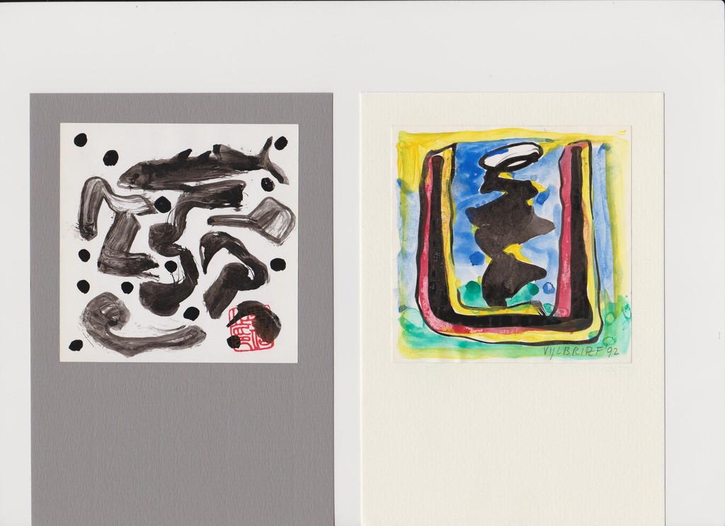 Ernst Vijlbrief (1934-2010) 2 tekeningetje geplakt op karton kopen? Bied vanaf 25!