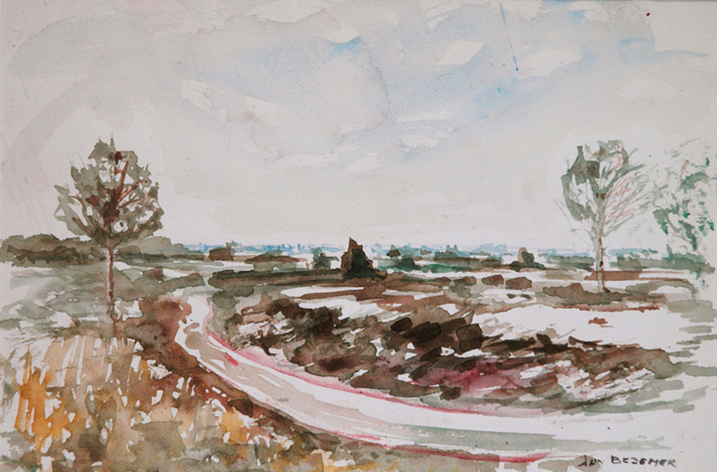 Jan Bezemer: landschap - aquarel verkocht voor € 60!