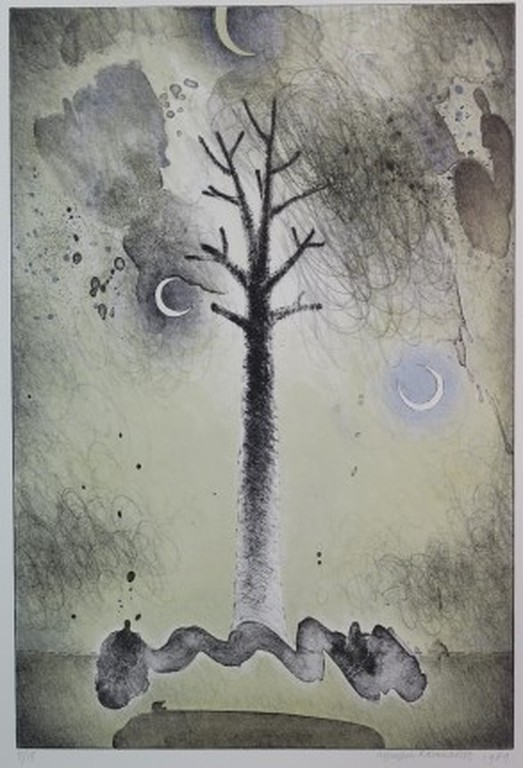 Jurjen Ravenhorst: Litho, Boom en drie manen verkocht voor € 40!