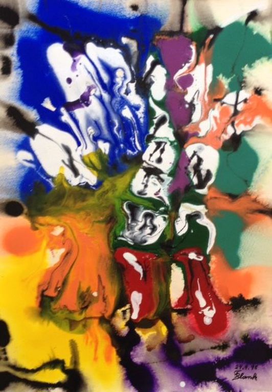 Franz J. Blank, acryl op zwaar papier, gesigneerd verkocht voor € 50!