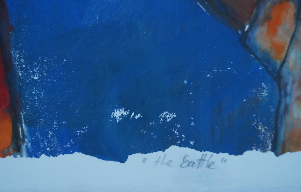 Heste van Dapperen - gesigneerde monoprint zeefdruk -  "the battle" kopen? Bied vanaf 1!