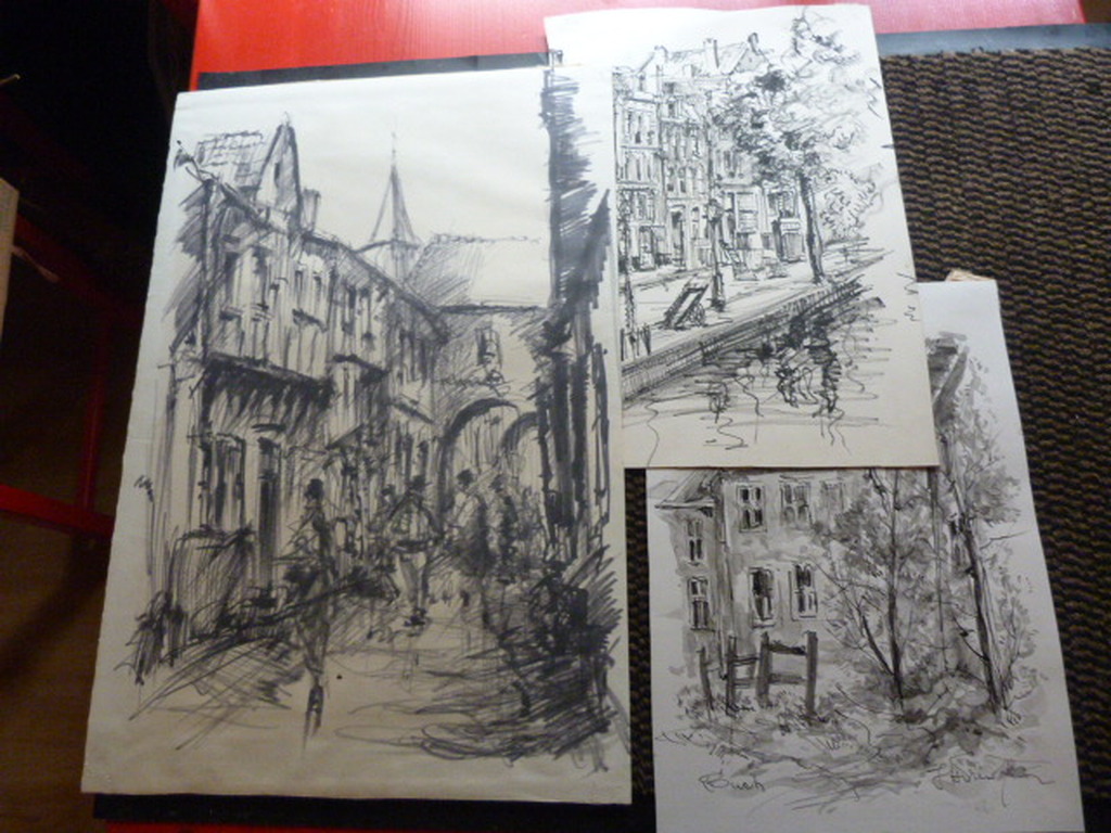 Jobst Heinrich Frese ( 1914 - 1986 ) - 3 x  tekening/aquarel kopen? Bied vanaf 1!