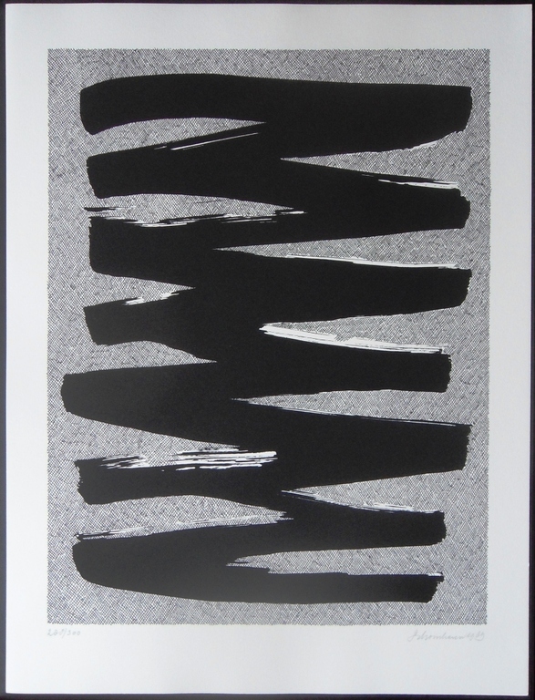 SCHOONHOVEN : ABSTRACTE COMPOSITIE ZEEFDRUK verkocht voor € 240!